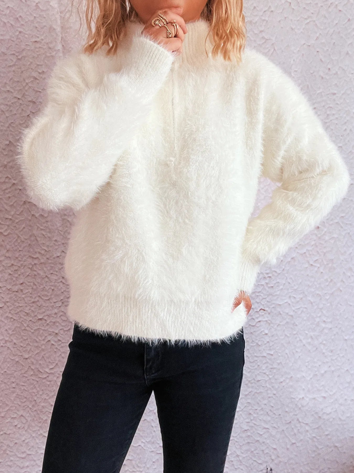 Cozy Fuzzy Half - Zip Sweater | Elegant Urban Tank Top – Machello