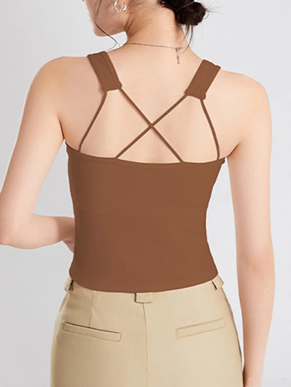 Crisscross Scoop Neck Cropped Tank | Elegant Urban Tank Top – Machello