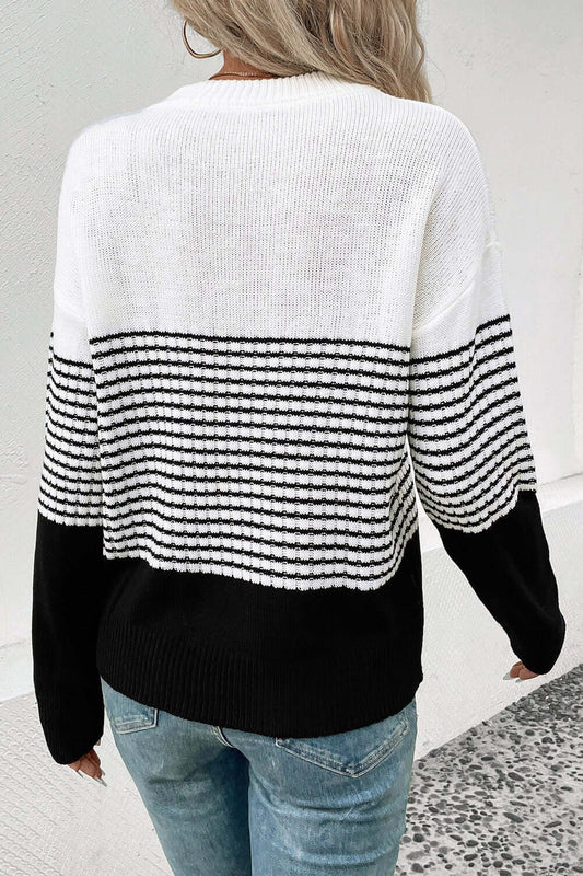 Perfee Striped Drop Shoulder Sweater | Elegant Urban Tank Top – Machello