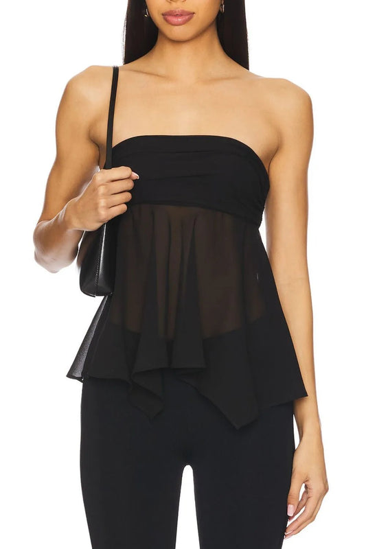 Solid Color Mesh Tube Top with Matching Scarf – Bold & Breezy | Elegant Urban Tank Top – Machello