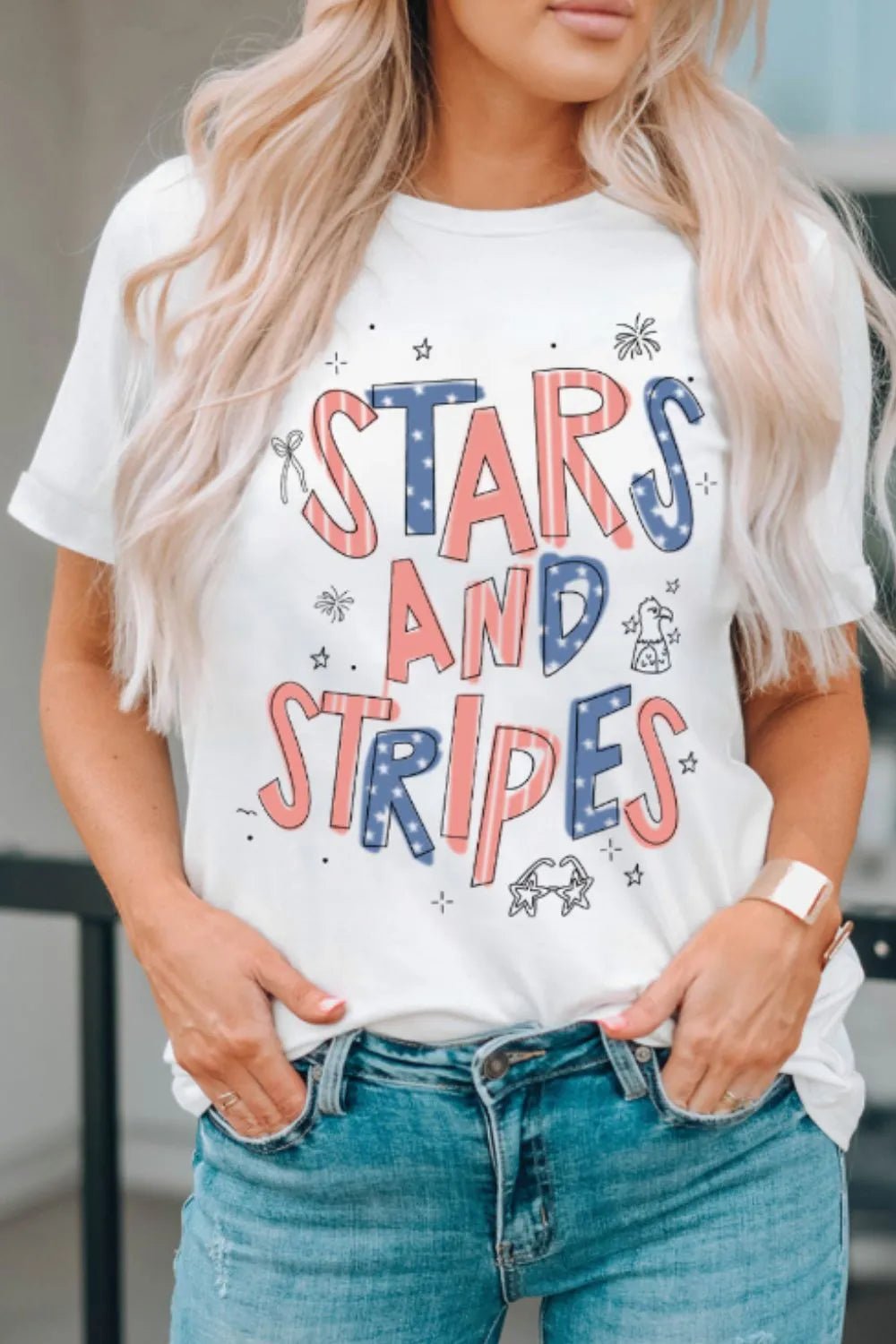 Stars and Stripes Patriotic Graphic T-Shirt – Classic, Slightly Stretchy & Comfortable | Elegant Urban Tank Top – Machello