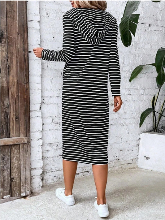 Striped Zip Hooded Dress | Elegant Urban Tank Top – Machello