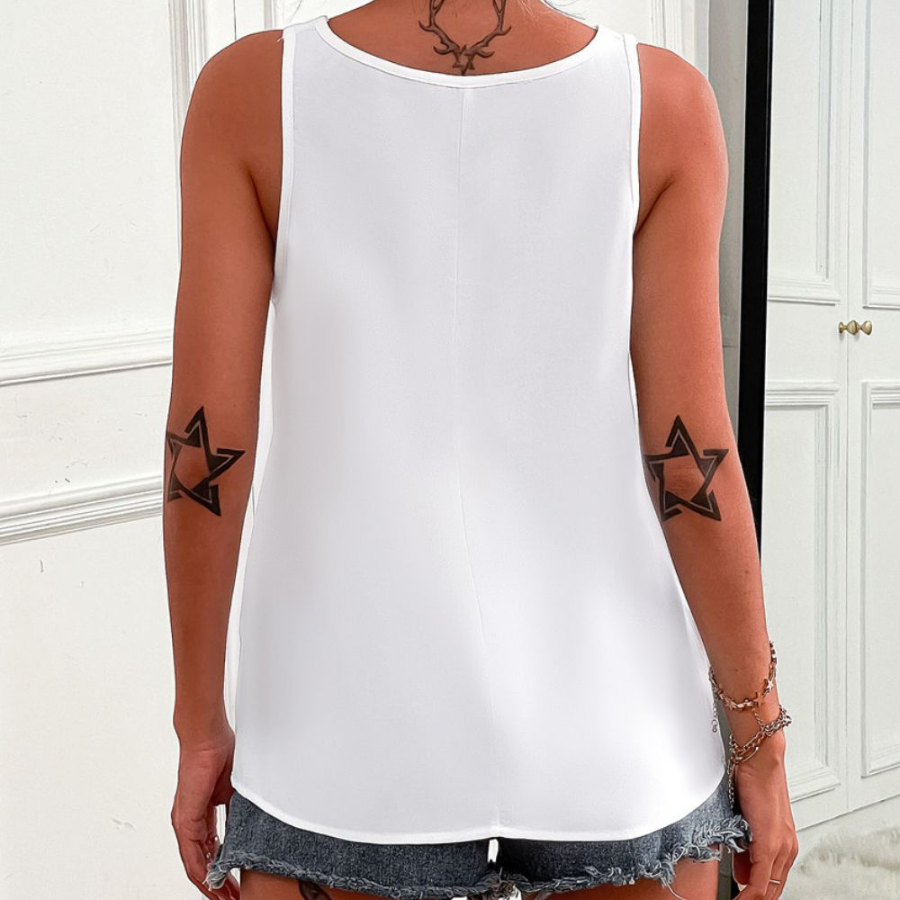 Women's Sleeveless Scoop Neck Top with Zipper | Elegant Urban Tank Top