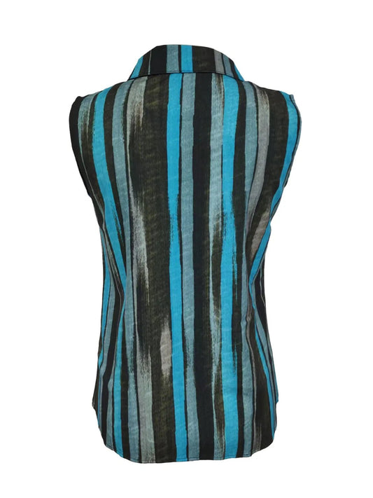 Button - Front Striped Sleeveless Shirt | Elegant Urban Tank Top – Machello