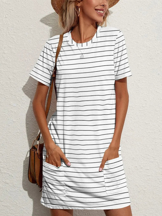 Casual Striped Pocket Dress | Elegant Urban Tank Top – Machello