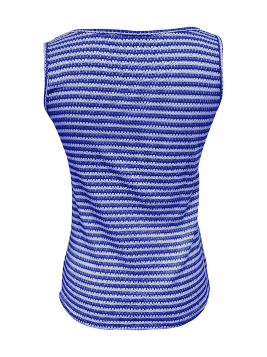 Casual Striped Tank Top with Faux Button Closure | Elegant Urban Tank Top – Machello