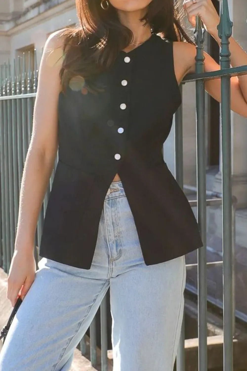 Classic Button - Down V - Neck Vest | Elegant Urban Tank Top – Machello