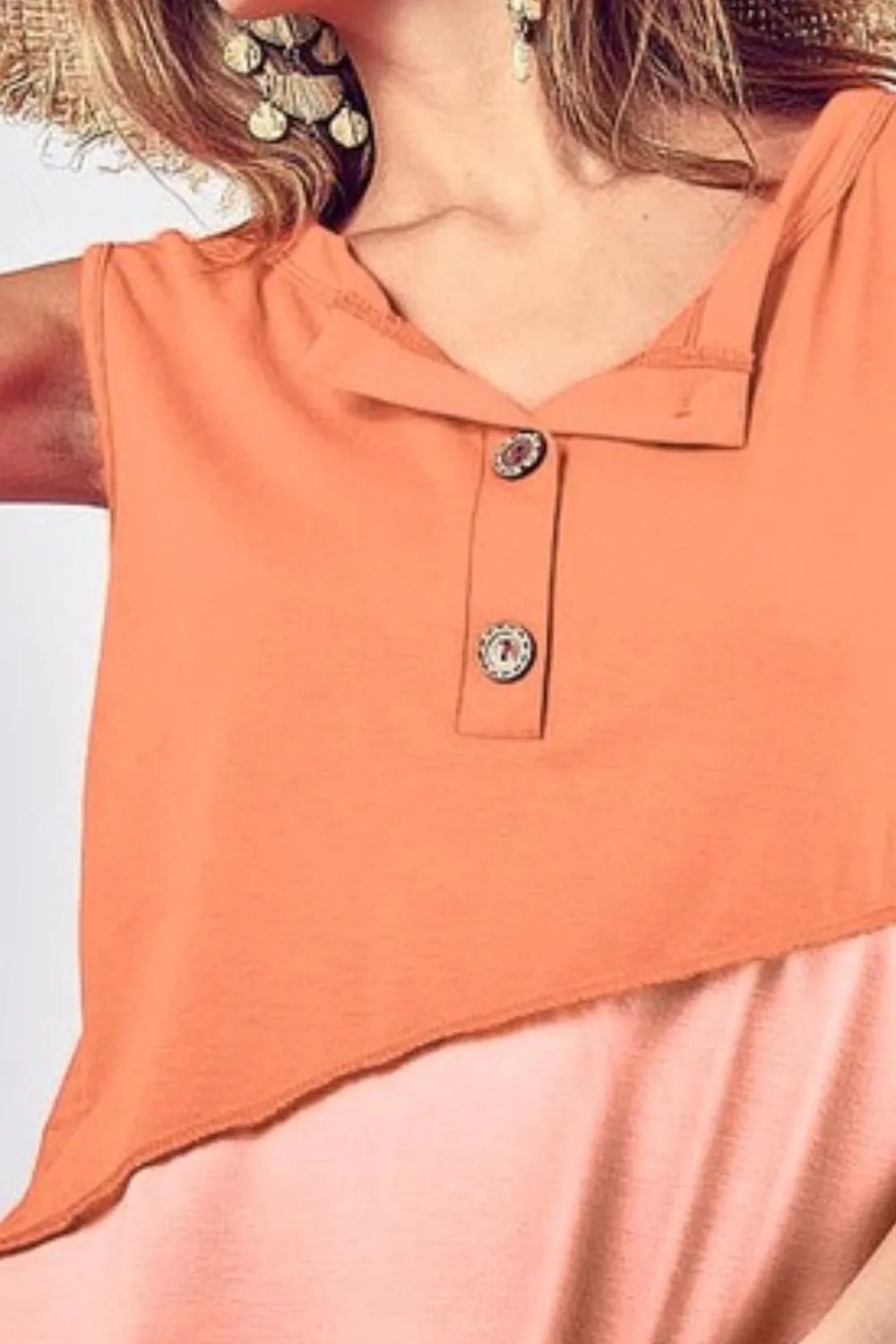 Color Block Contrast Stitch Henley Top | Elegant Urban Tank Top – Machello