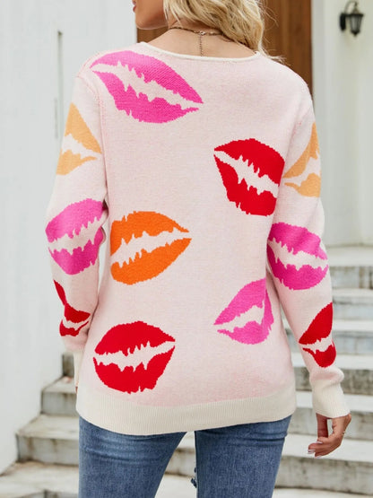 Colorful Lips V - Neck Sweater | Elegant Urban Tank Top – Machello