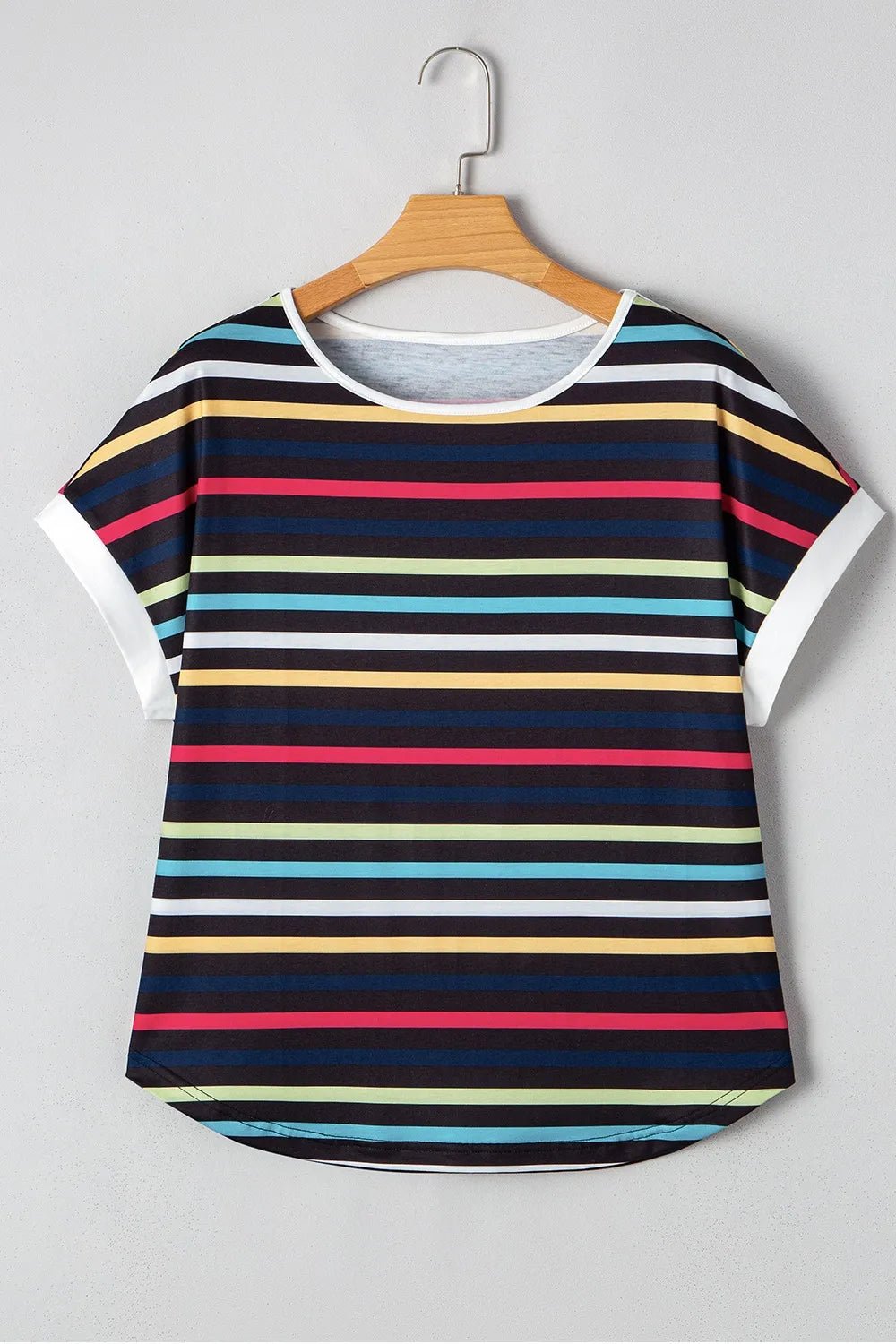 Colorful Striped Short Sleeve Casual T-Shirt – Basic Style with a Modern Twist | Elegant Urban Tank Top – Machello