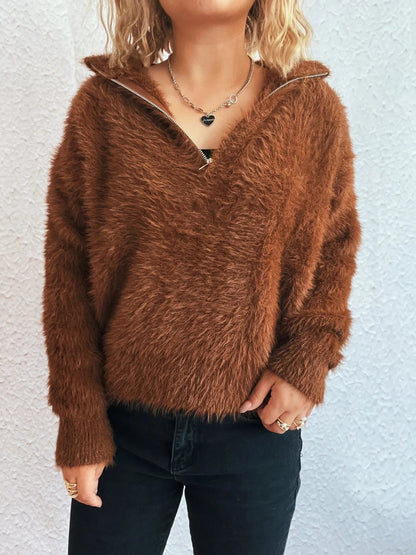 Cozy Fuzzy Half - Zip Sweater | Elegant Urban Tank Top – Machello