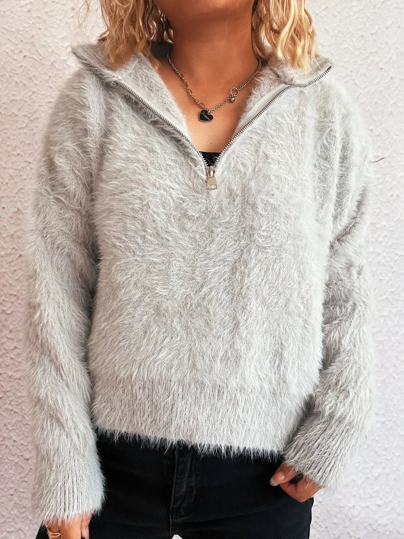 Cozy Fuzzy Half - Zip Sweater | Elegant Urban Tank Top – Machello