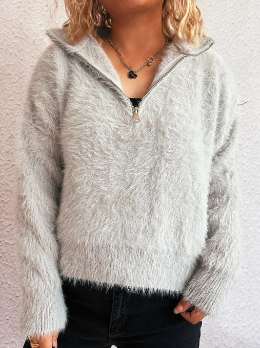 Cozy Fuzzy Half - Zip Sweater | Elegant Urban Tank Top – Machello