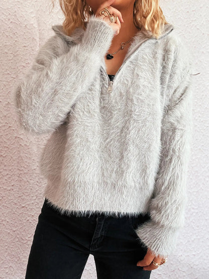Cozy Fuzzy Half - Zip Sweater | Elegant Urban Tank Top – Machello