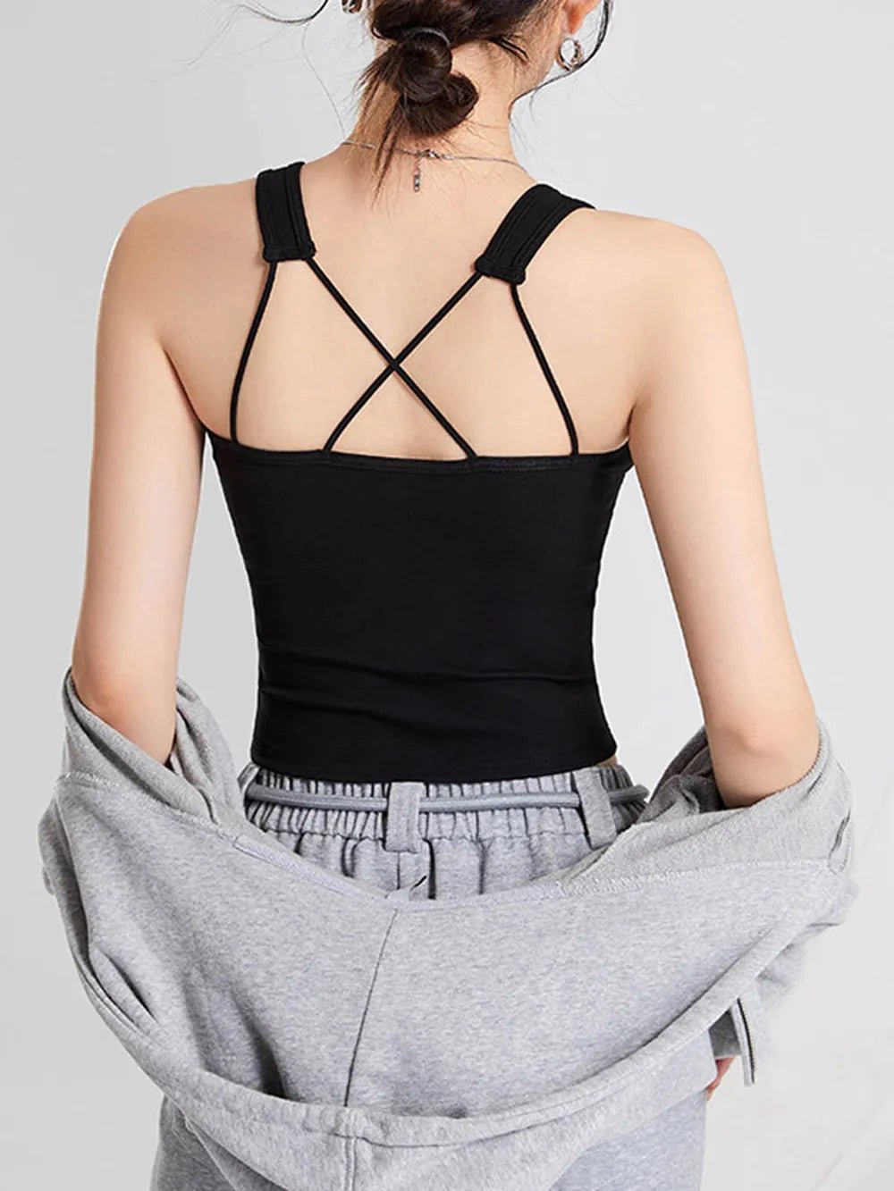 Crisscross Scoop Neck Cropped Tank | Elegant Urban Tank Top – Machello