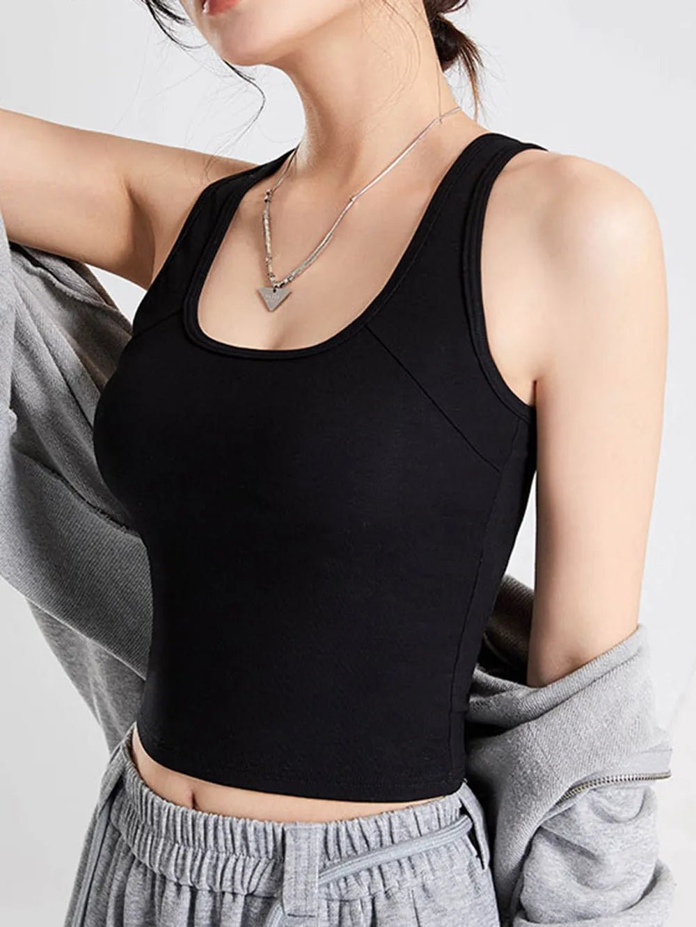 Crisscross Scoop Neck Cropped Tank | Elegant Urban Tank Top – Machello