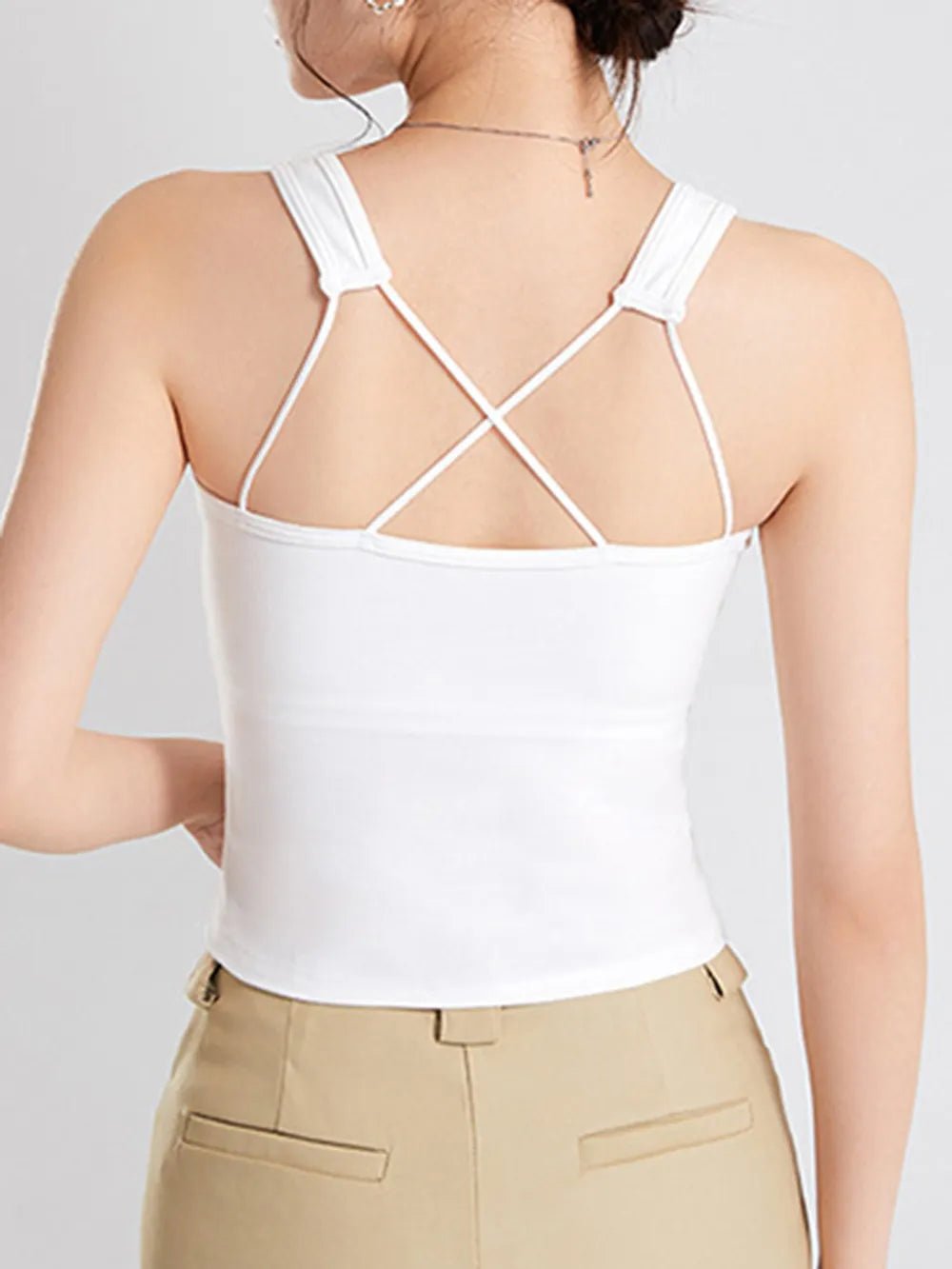 Crisscross Scoop Neck Cropped Tank | Elegant Urban Tank Top – Machello