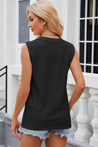 Decorative Button Eyelet V - Neck Tank | Elegant Urban Tank Top – Machello