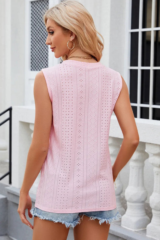 Decorative Button Eyelet V - Neck Tank | Elegant Urban Tank Top – Machello