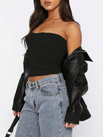 Devine Ruched Tube Top – Sleek & Stretchy Statement | Elegant Urban Tank Top – Machello