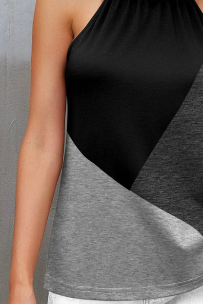 FAM - FAM Color Block Wide Strap Tank – Casual Sleeveless Top with Modern Contrast Design | Elegant Urban Tank Top – Machello