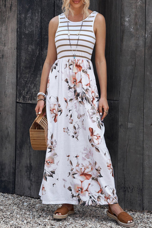 Floral Sleeveless Maxi Dress | Elegant Urban Tank Top – Machello