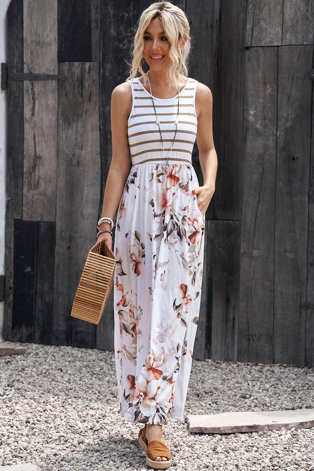 Floral Sleeveless Maxi Dress | Elegant Urban Tank Top – Machello