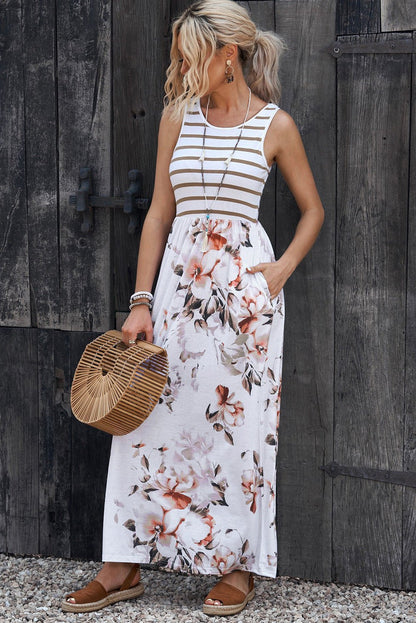 Floral Sleeveless Maxi Dress | Elegant Urban Tank Top – Machello