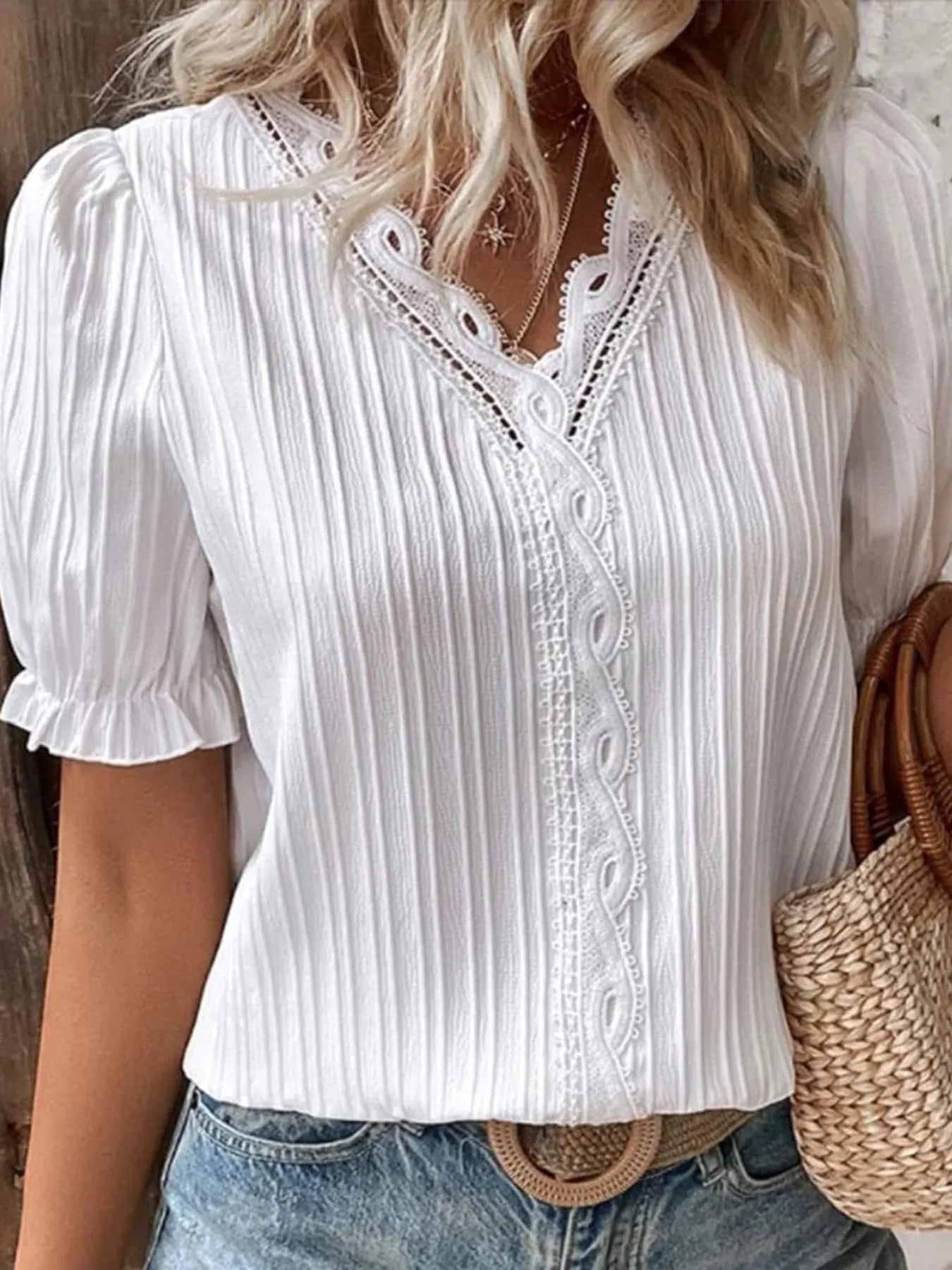 Full Size Lace Detail V - Neck | Elegant Urban Tank Top – Machello