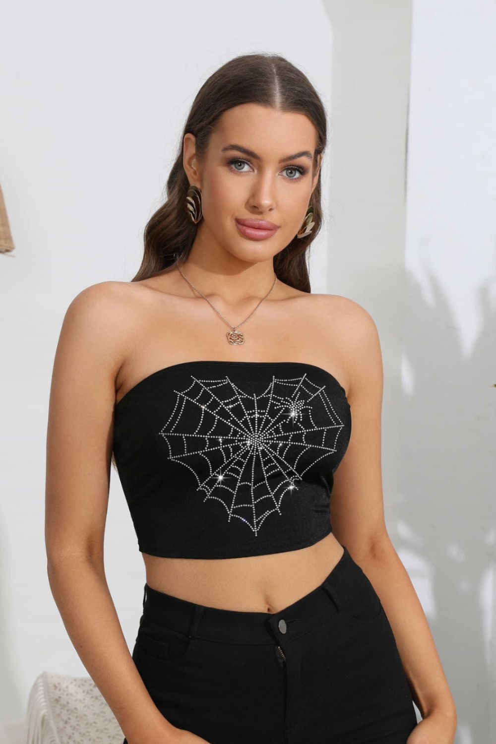 Heart Spider Web Graphic Tube Top | Elegant Urban Tank Top – Machello