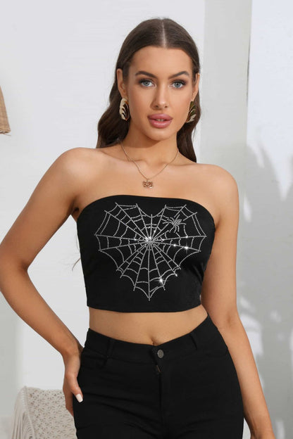 Heart Spider Web Graphic Tube Top | Elegant Urban Tank Top – Machello