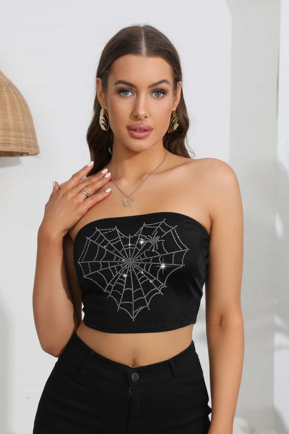 Heart Spider Web Graphic Tube Top | Elegant Urban Tank Top – Machello