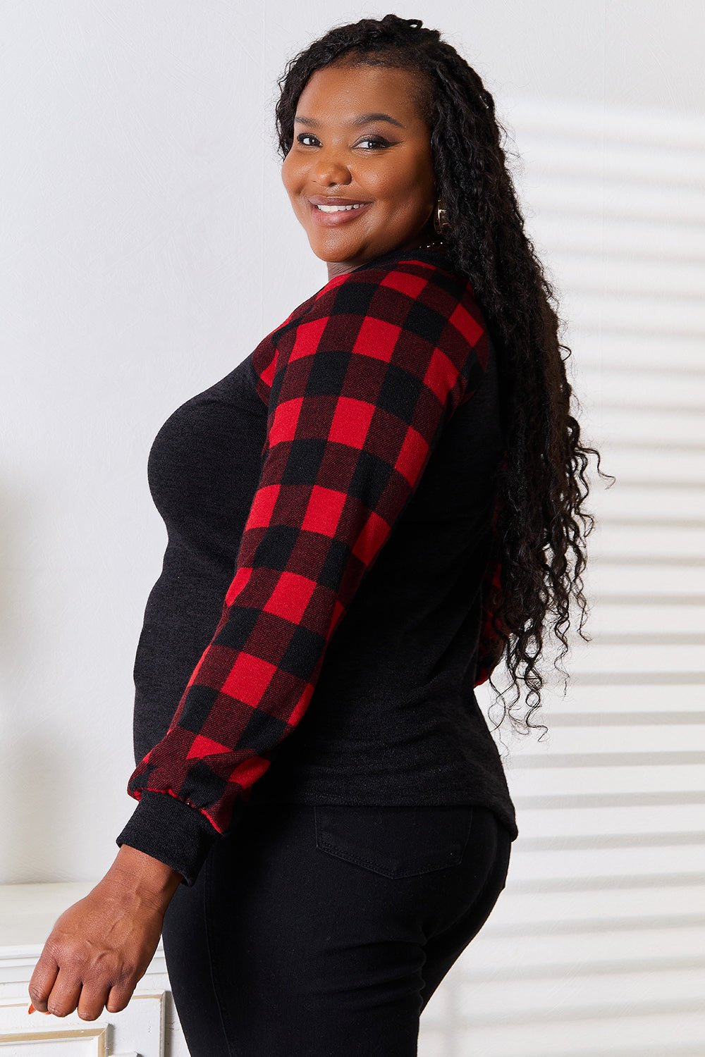 Heimish Full Size Sequin Reindeer Graphic Plaid Top – Festive & Sparkly | Elegant Urban Tank Top – Machello