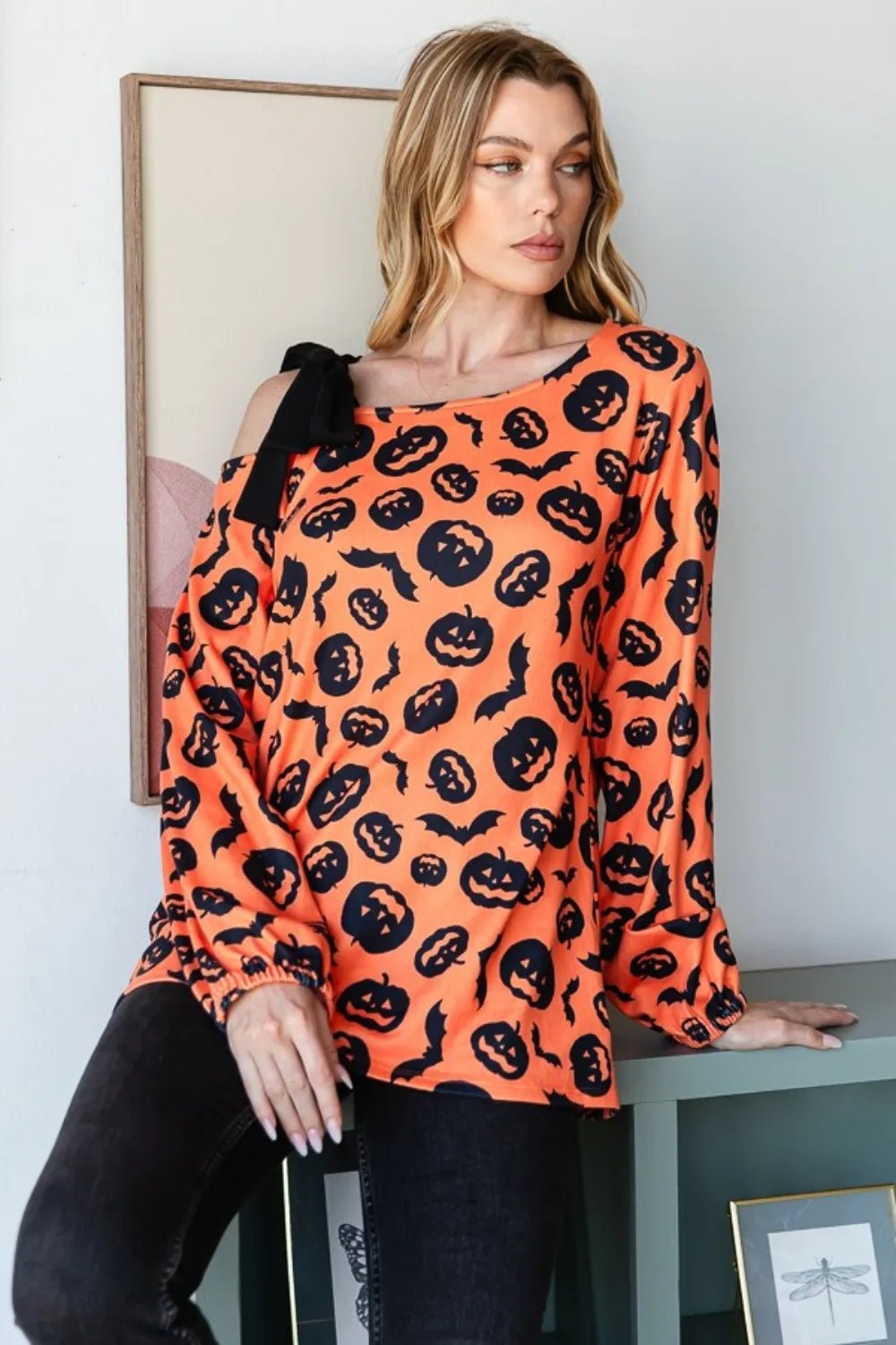Heimish Pumpkin Print One Shoulder T-Shirt | Elegant Urban Tank Top – Machello