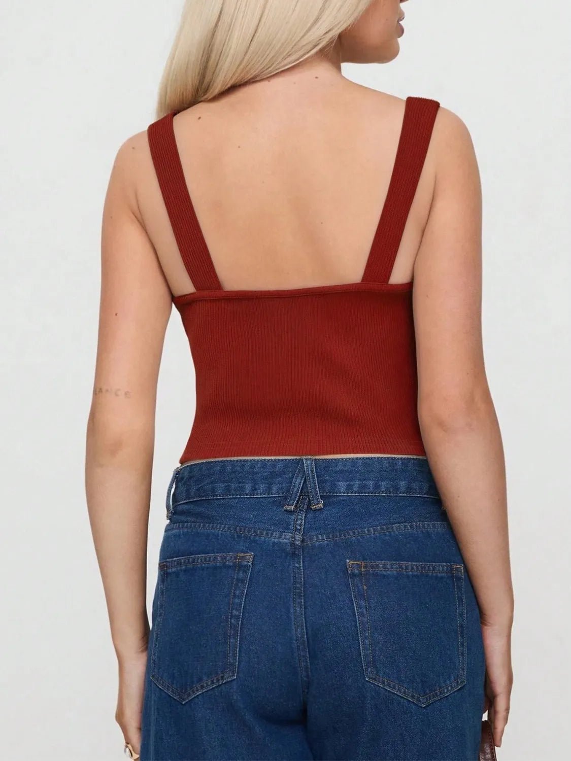 Lace - Trim Square Neck Tank with Wide Straps | Elegant Urban Tank Top – Machello