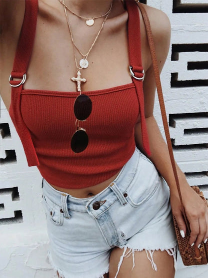 Lace - Trim Square Neck Tank with Wide Straps | Elegant Urban Tank Top – Machello
