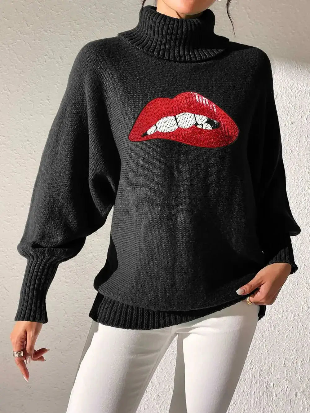 Lip Turtleneck Long Sleeve Sweater | Elegant Urban Tank Top – Machello
