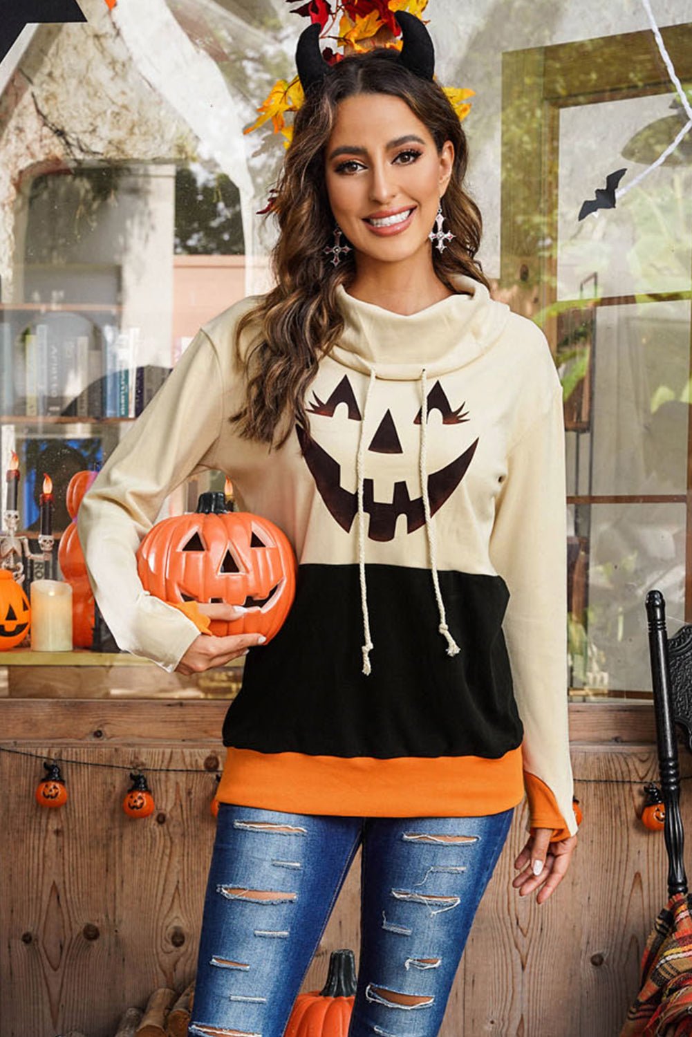 Long Sleeve Jack - O' - Lantern Graphic Sweatshirt | Elegant Urban Tank Top – Machello