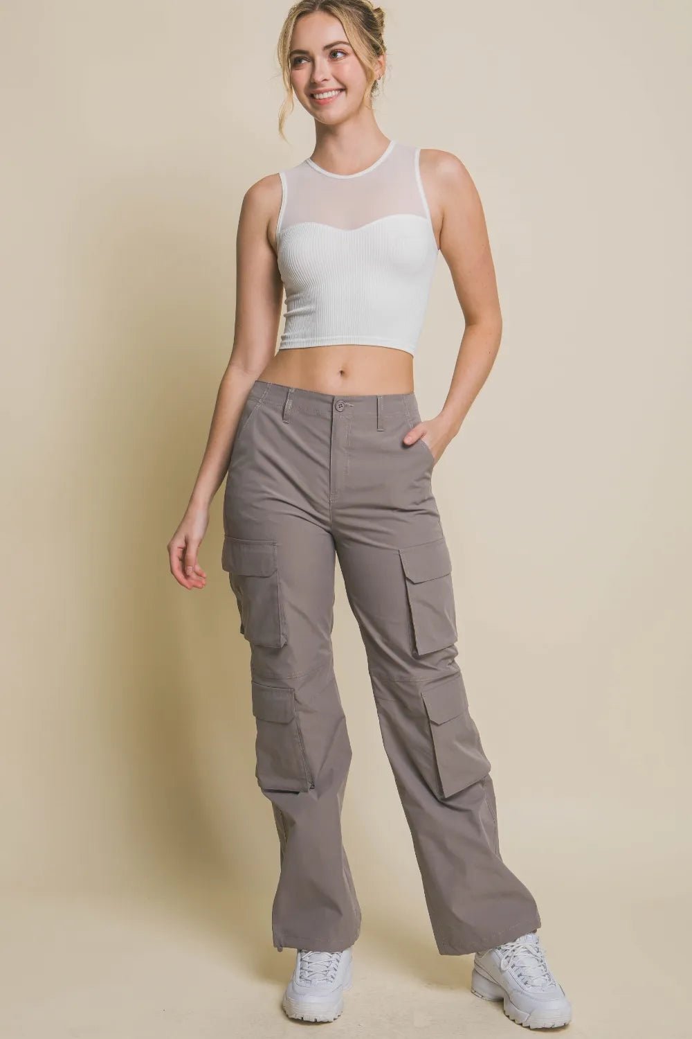 Love Tree Ribbed Cropped Mesh Tank | Elegant Urban Tank Top – Machello