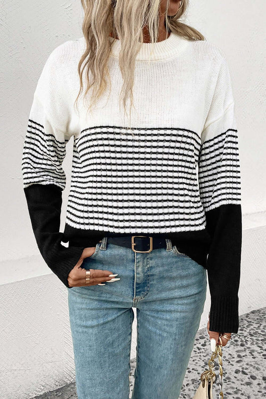 Perfee Striped Drop Shoulder Sweater | Elegant Urban Tank Top – Machello