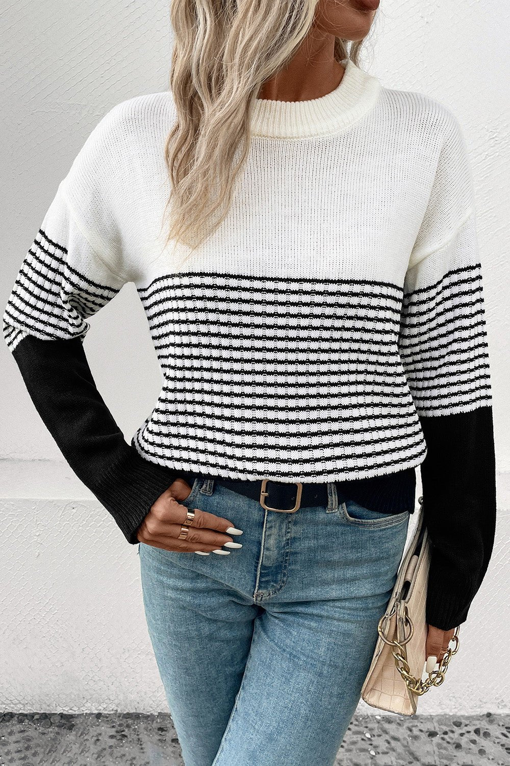 Perfee Striped Drop Shoulder Sweater | Elegant Urban Tank Top – Machello