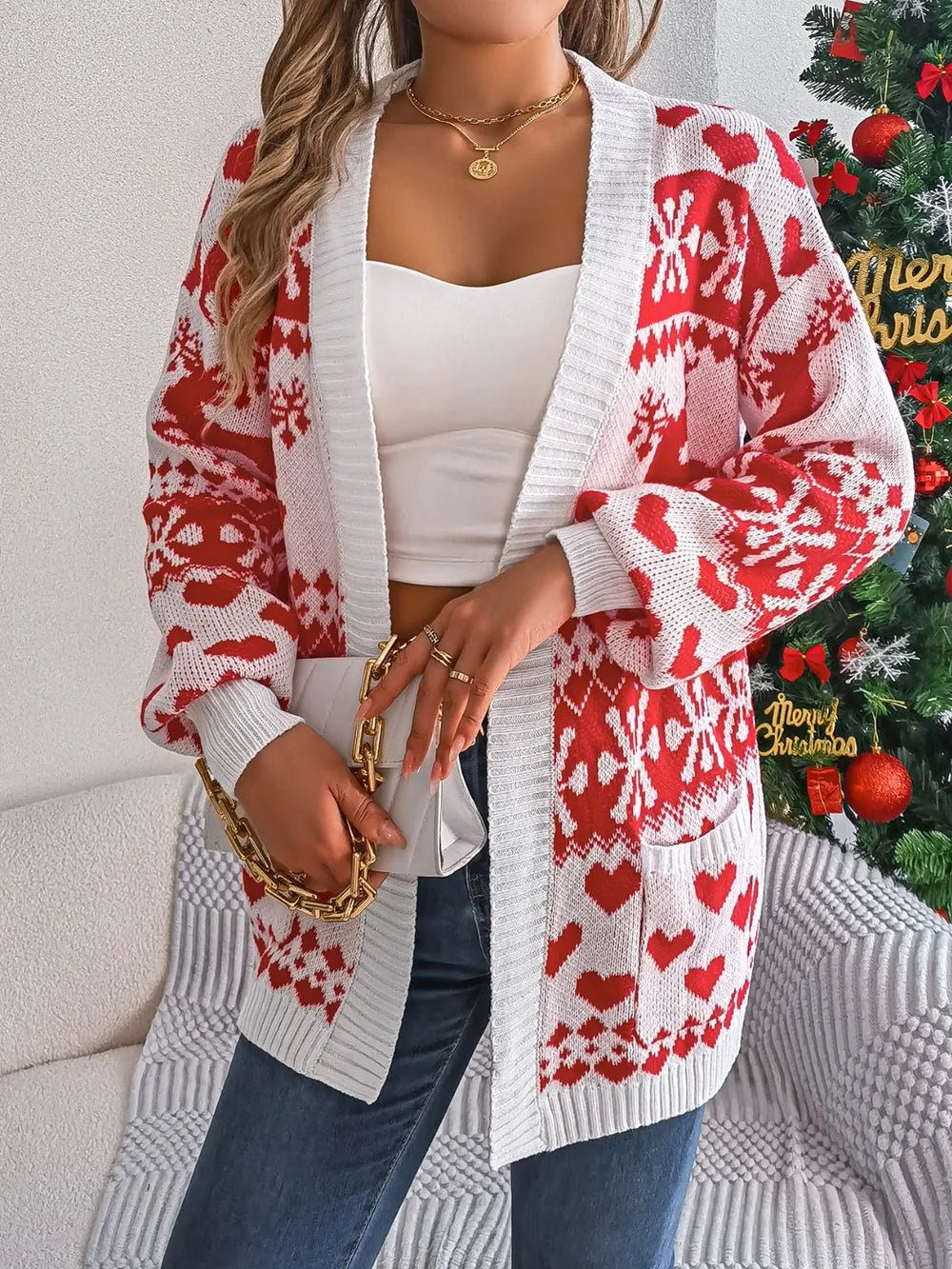 Pocketed Open Front Long Sleeve Cardigan – Cozy & Versatile | Elegant Urban Tank Top – Machello
