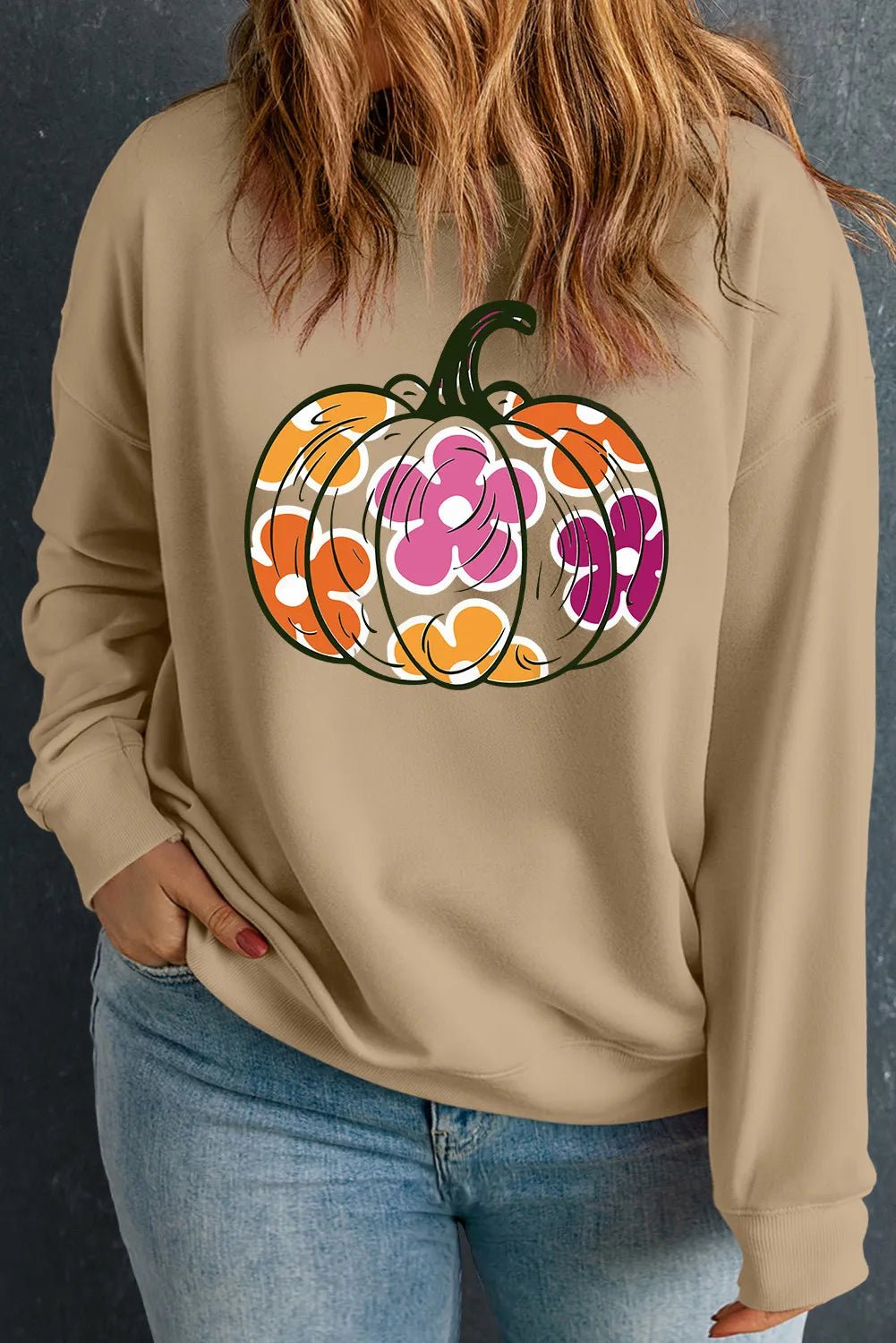 Pumpkin Graphic Shoulder Sweatshirt | Elegant Urban Tank Top – Machello
