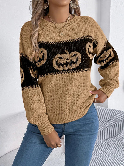 Pumpkin Round Neck Fall Sweater | Elegant Urban Tank Top – Machello