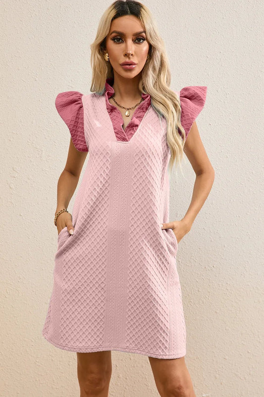 Ruffled V - Neck Mini Dress | Elegant Urban Tank Top – Machello