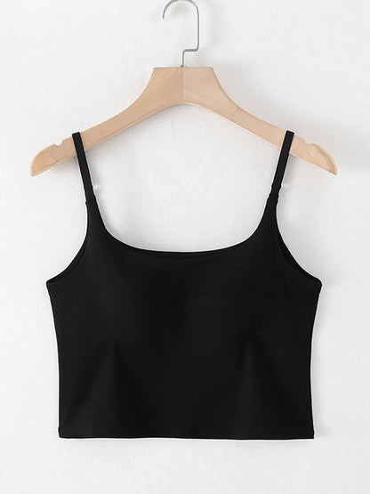 Scoop Neck Cropped Cami with Chest Pads | Elegant Urban Tank Top – Machello