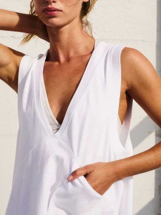 Side Slit V - Neck Tank – Casual Comfort with Functional Style | Elegant Urban Tank Top – Machello