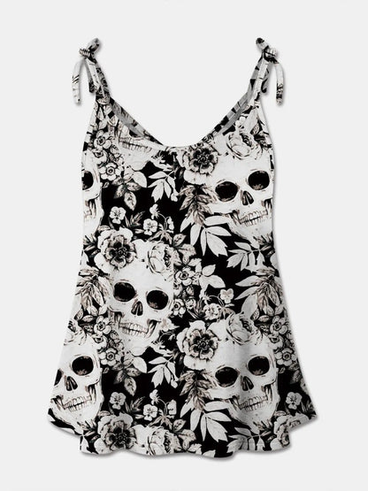 Skull Print Scoop Neck Tank Top | Elegant Urban Tank Top – Machello