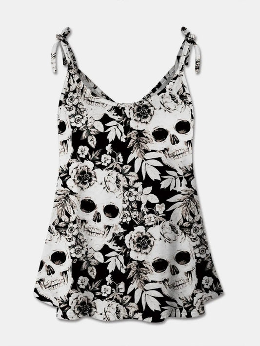 Skull Print Scoop Neck Tank Top | Elegant Urban Tank Top – Machello