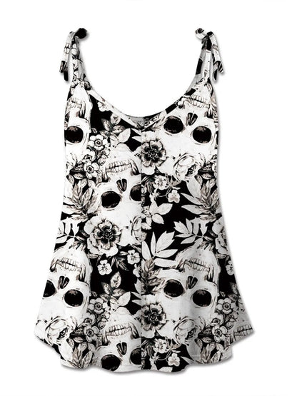 Skull Print Scoop Neck Tank Top | Elegant Urban Tank Top – Machello